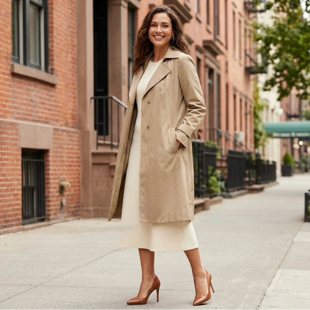 INC International Concepts Beige Trench Coat with lace back